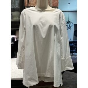 J. Jill White Shirt Collection Oversize Boxy Wide Cuff Button Back Blouse